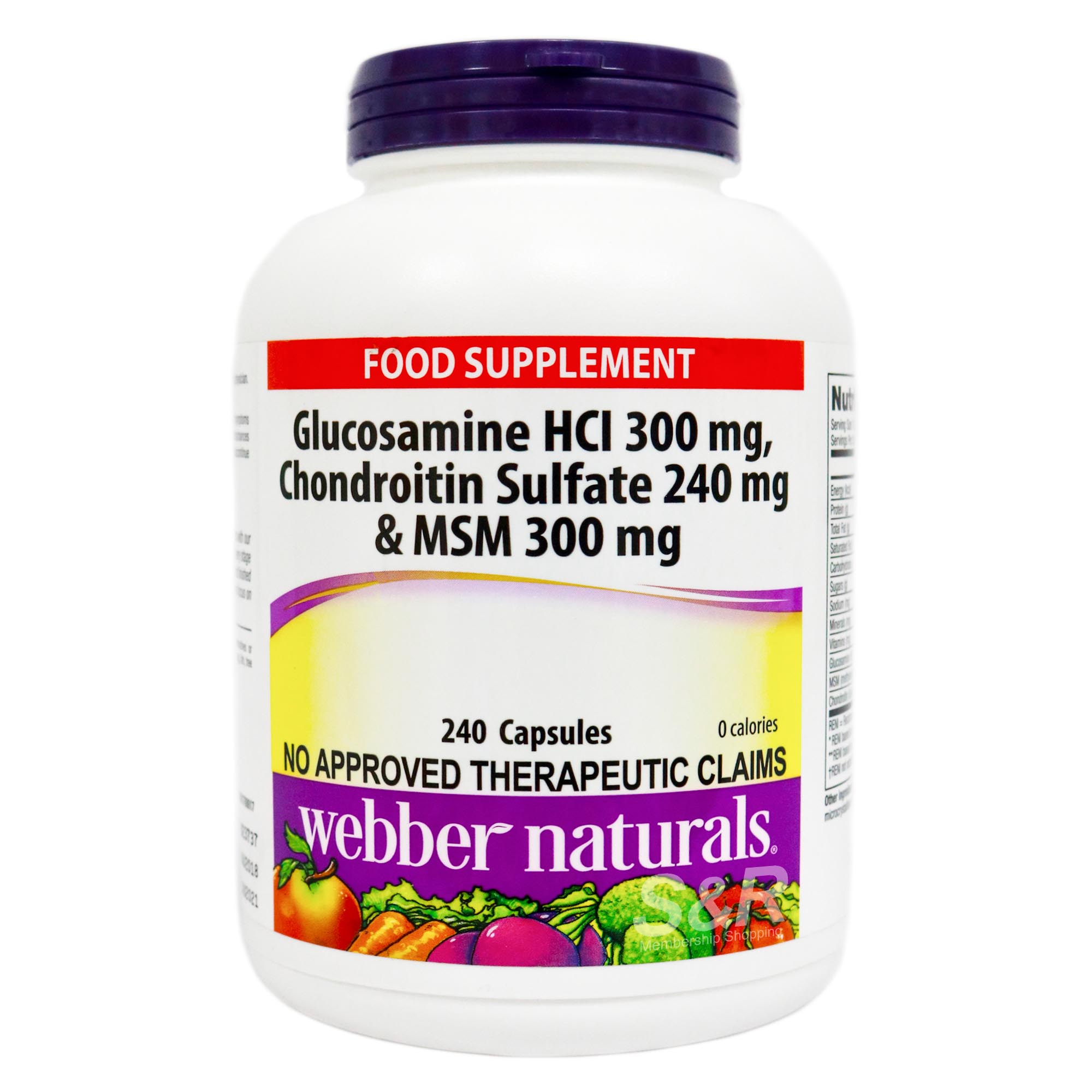 Webber Naturals Triple Action Glucosamin HCI 300mg, Chondroitin Sulfate MSM 300mg 240 capsules Webber Naturals Triple Action Glucosamin HCI 300mg, Chondroitin Sulfate MSM 300mg 240 capsules